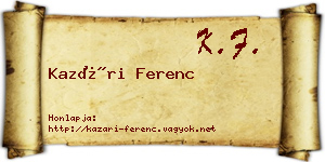 Kazári Ferenc névjegykártya